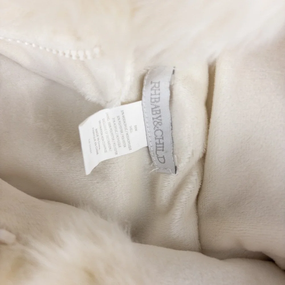 Restoration Hardware Baby Faux Fur‎ Bunting 0-6M Cream NWOT Arctic Fox Hooded